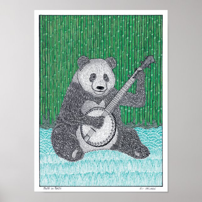 Panda on Banjo Poster (Front)