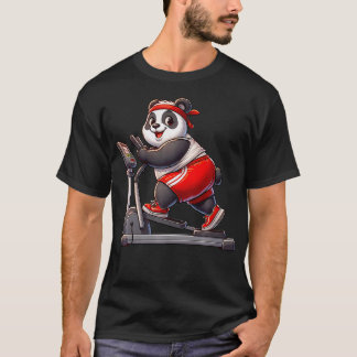 Panda On Elliptical Trainer Gym Fitness Workout Tr T-Shirt
