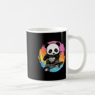 Panda On Skateboard Colorful Ckground Coffee Mug