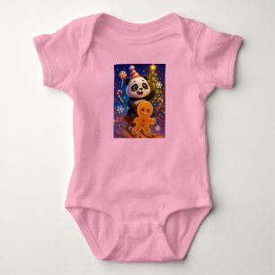 Panda on Sleigh, Author Natasha Us  Baby Bodysuit