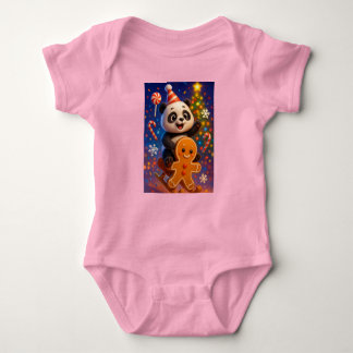 Panda on Sleigh, Author Natasha Us  Baby Bodysuit