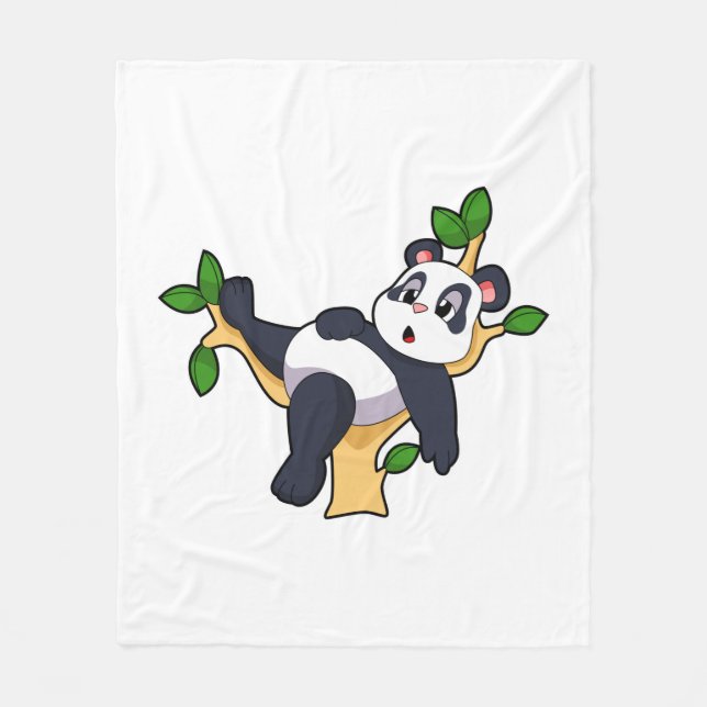 Panda on Tree Fleece Blanket (Front)