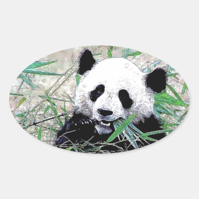 Panda Oval Sticker (Front)