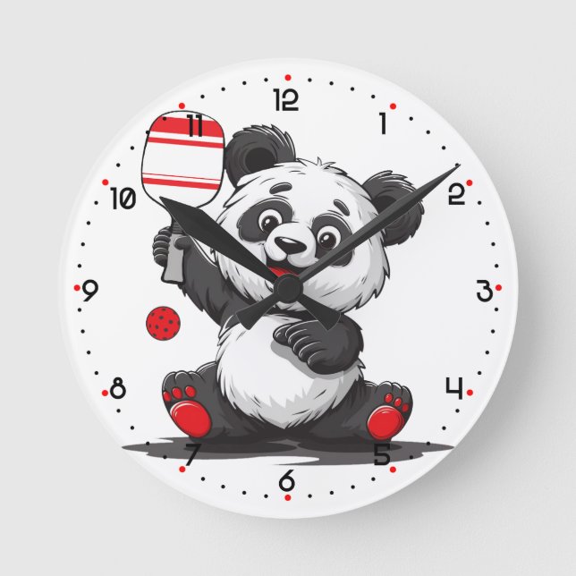 Panda Paddle Time Pickleball  Round Clock (Front)