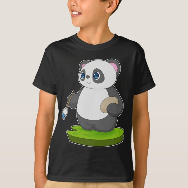 Panda Painting Paint brush T-Shirt (Front)