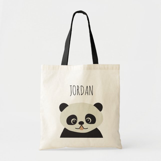 Panda Pal: Personalised Panda Illustration Tote Ba (Front)