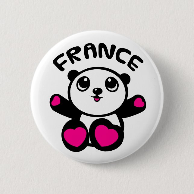 Panda Panda France 6 Cm Round Badge (Front)