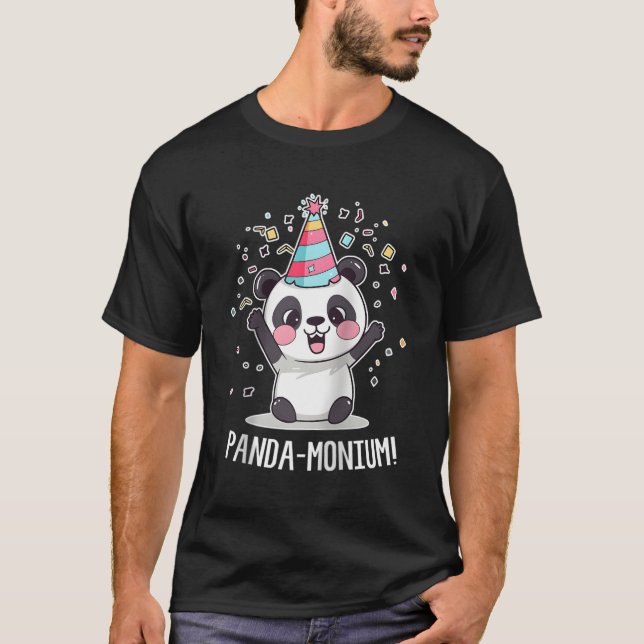 Panda Panda-Monium Animal Pun Kawaii Coon Baseball T-Shirt (Front)