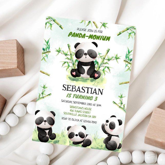 Panda Panda-monium Birthday Invitation (Creator Uploaded)