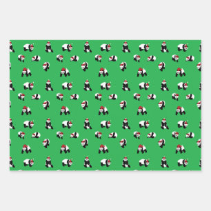 Panda Panda Panda Santa Claus Christmas Bear Wrapping Paper Sheet