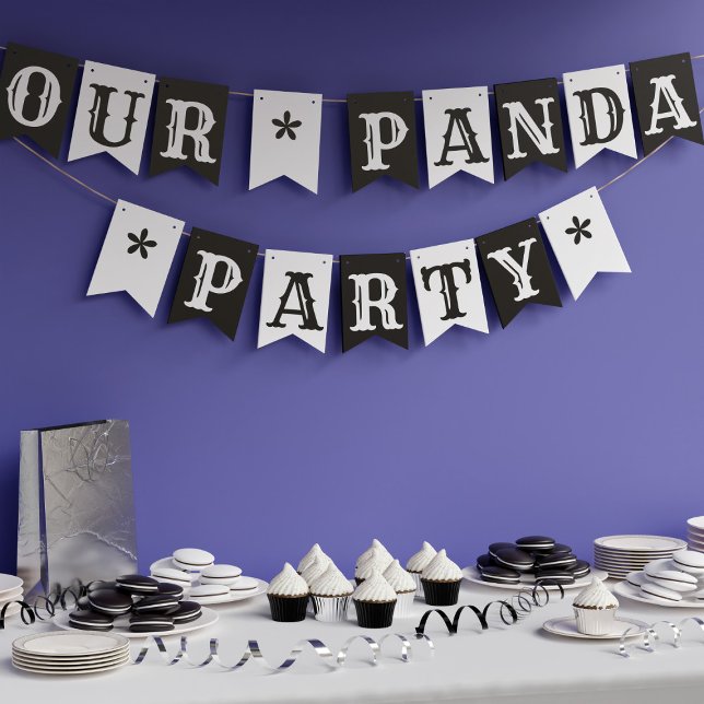 Panda Party Black and White Bunting Flags (Creator Uploaded)