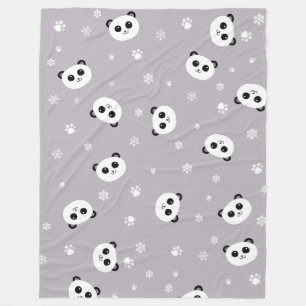 Panda Party Blanekt   Grey Panda   Cute Lg Fleece Blanket