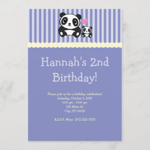 Panda Party Invitation - Purple