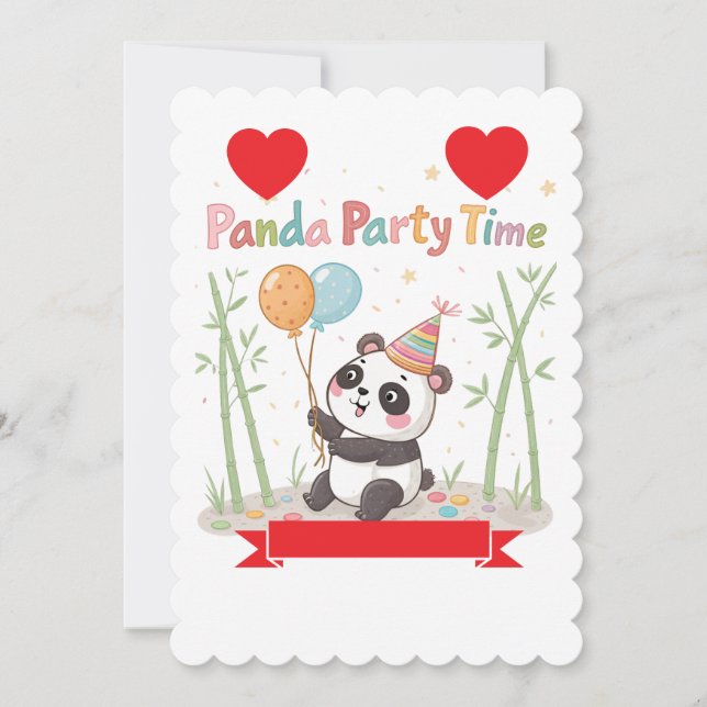 Panda Party Time Invitation (Front)