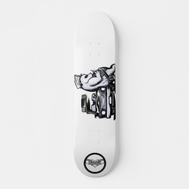 Panda patrol officer clothe police car nap skateboard (Front)