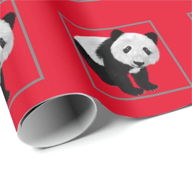 Panda Pattern - Background colour changeable   Wrapping Paper (Roll Corner)