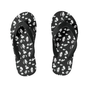 Panda pattern Black BG Kid's Thongs