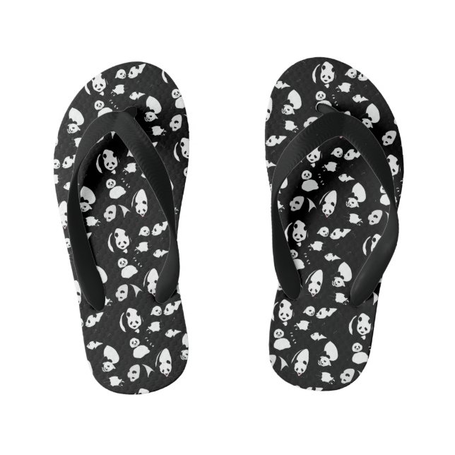 Panda pattern Black BG Kid's Thongs (Footbed)