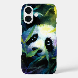 Panda Peeking Bamboo Watercolor iPhone 16 Case