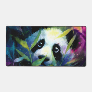 Panda Peeking Bamboo Watercolor Desk Mat