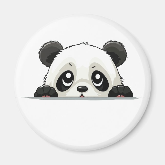 Panda Peeking Cute Adorable Funny Animal Cartoon  Magnet (Front)