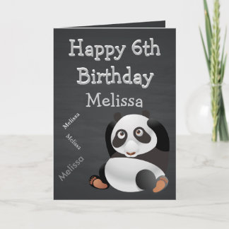 Panda Personalised Name Kid's Birthday Chalkboard Card