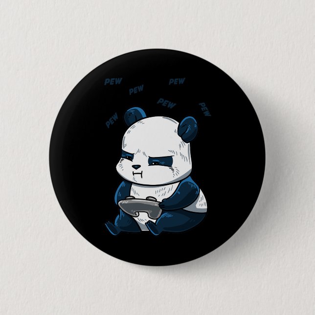 Panda Pew Cute Hob  6 Cm Round Badge (Front)