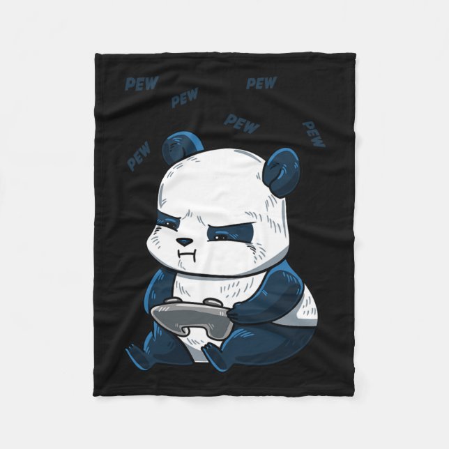 Panda Pew Cute Hob  Fleece Blanket (Front)