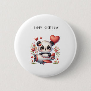 Panda Pilot Birthday 6 Cm Round Badge