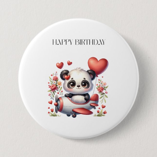 Panda Pilot Birthday 7.5 Cm Round Badge (Front)