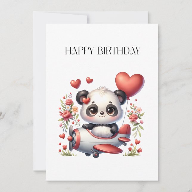 Panda Pilot Birthday Announcement (Front)