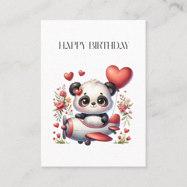 Panda Pilot Birthday Business Card (Front)