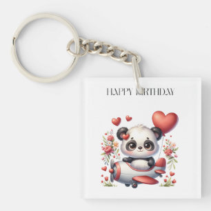 Panda Pilot Birthday Key Ring