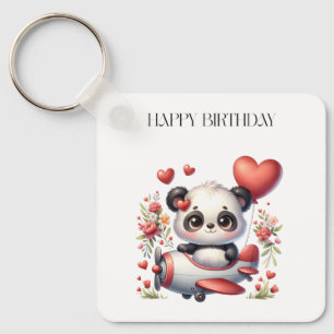 Panda Pilot Birthday Key Ring
