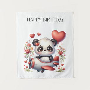 Panda Pilot Birthday Tapestry