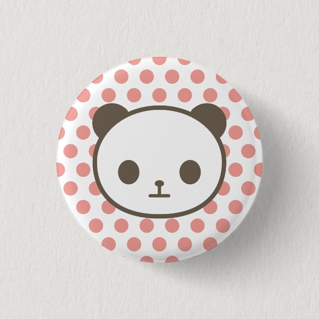 panda pink 3 cm round badge (Front)