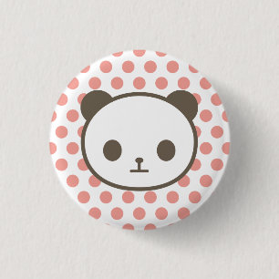 panda pink 3 cm round badge