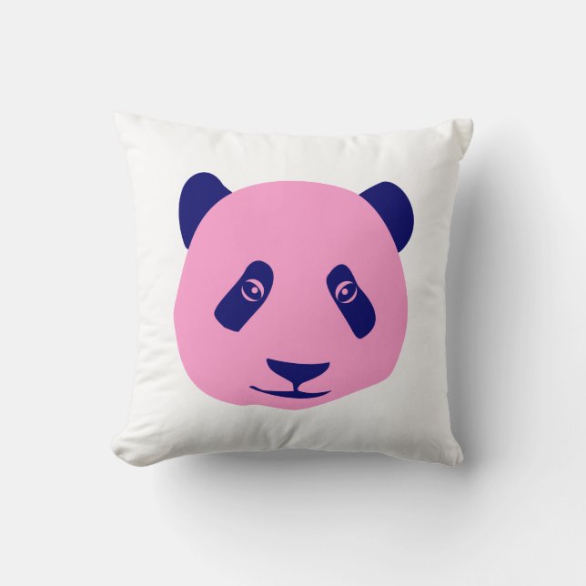 Panda - Pink and Dark Blue Cushion (Front)