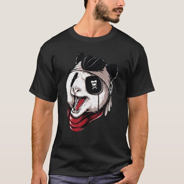 Panda Pirate Jolly Roger Flag Skull for lovers Cap T-Shirt (Front)