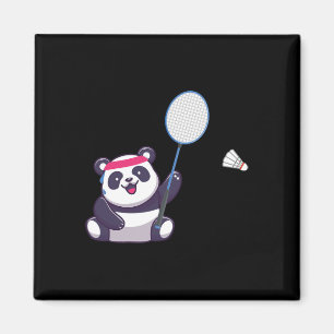 Panda Playing Badminton Funny Sports Player Coach Magnet