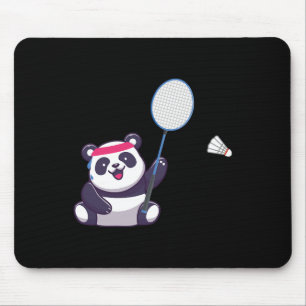 Panda Playing Badminton Funny Sports Player Coach Mouse Pad