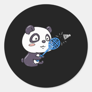 Panda Playing Badminton Getting Sweaty I Panda Bea Classic Round Sticker