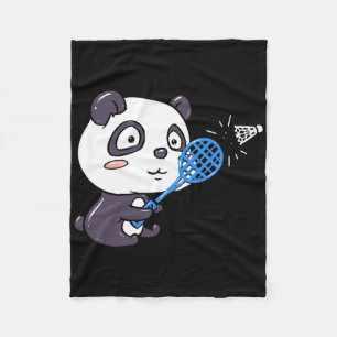 Panda Playing Badminton Getting Sweaty I Panda Bea Fleece Blanket