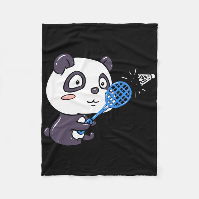 Panda Playing Badminton Getting Sweaty I Panda Bea Fleece Blanket (Front)