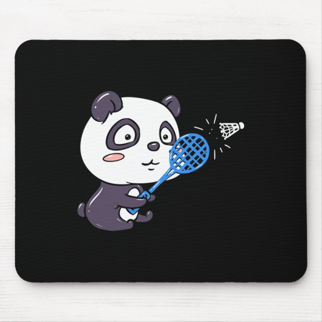 Panda Playing Badminton Getting Sweaty I Panda Bea Mouse Pad (Front)