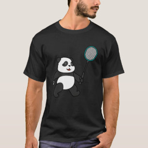 Panda Playing Badminton Ironic Sports Animal T-Shirt