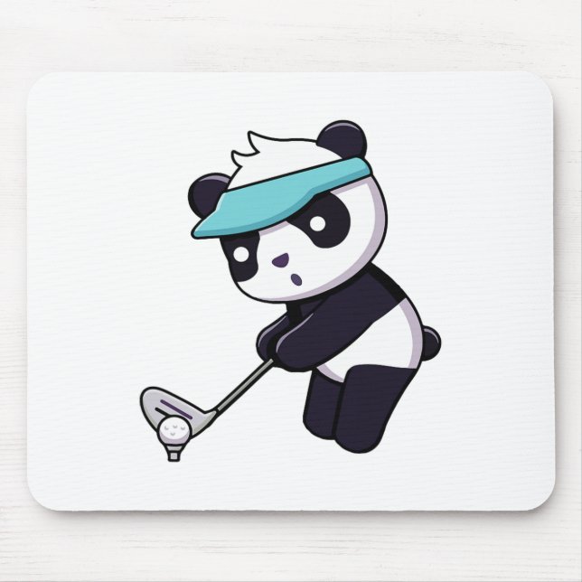 Panda Playing Golf Funny Animal Golfer Panda Bear  Mouse Pad (Front)