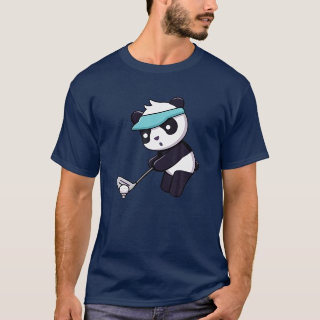 Panda Playing Golf Funny Animal Golfer Panda Bear T-Shirt (Front)