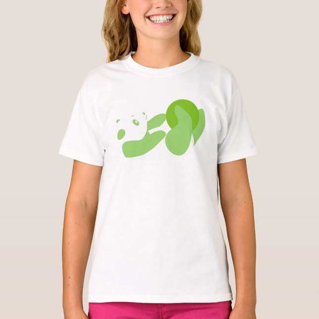 Panda Playing (Green) T-Shirt (Front)