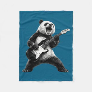 Panda playing guitar rock star rock and roll men fleece blanket